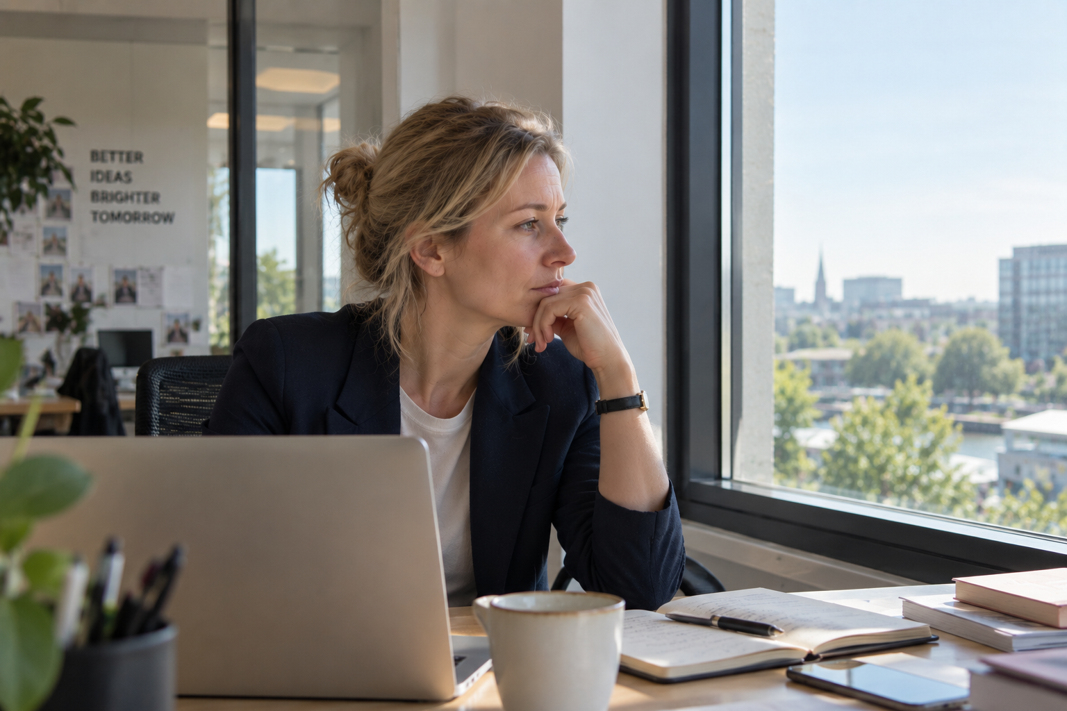 Persoon staat voor lege vergaderzaal en worstelt met spreekangst vermijden